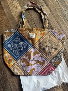 Sezane x Inoui Editions colorful Print Canvas Tote Bag NWT